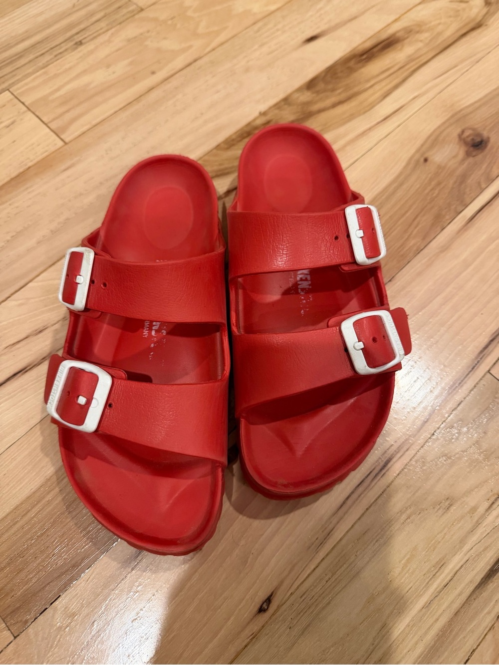 Birkenstock Arizona EVA sandals in the Red colorway size 36